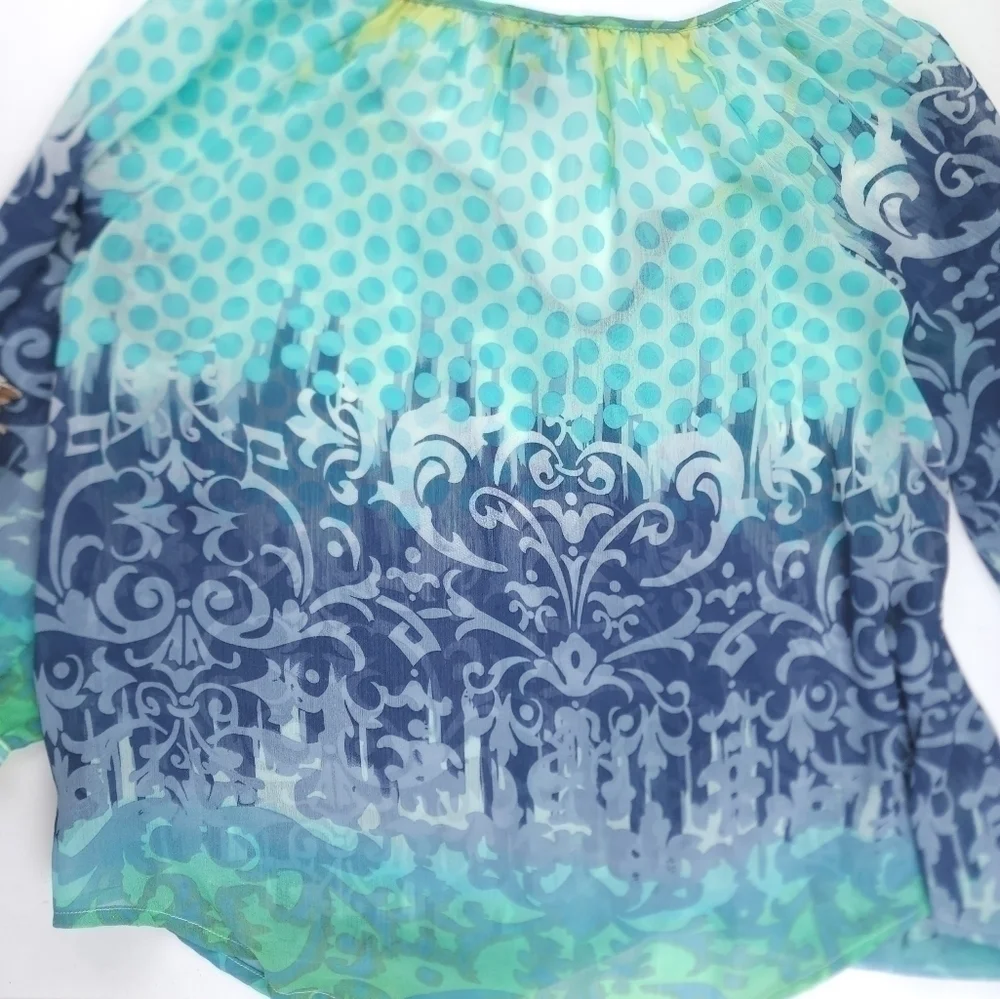 By & By Sheer Blue Woman's Top M - Picture 11 of 14